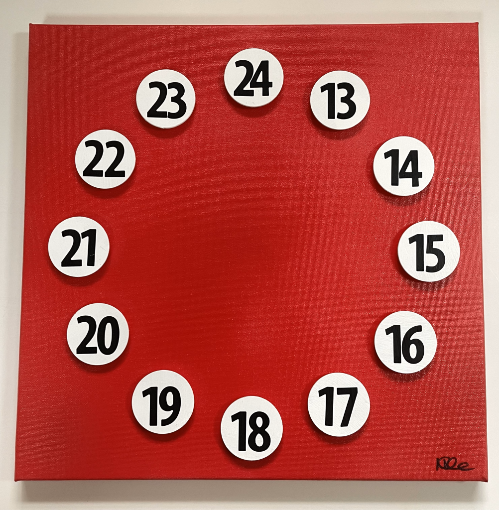 Red watch painting with glossy background